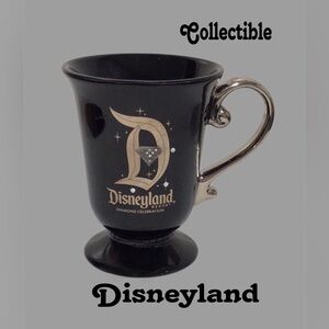 DISNEYLAND Diamond Celebration 60th Anniversary Footed Black Gold Handle Mug